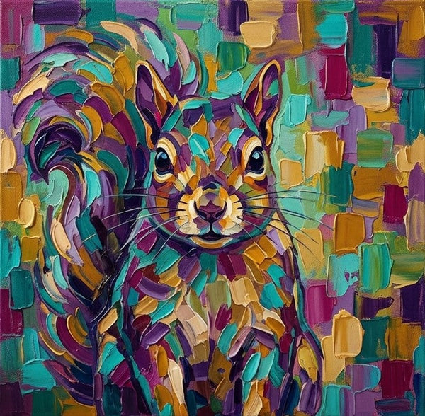 Hand Painted Canvas Art, Abstract Squirrel Painting, Impasto Artwork, Abstract Animal Painting, Original Acrylic Paintings, Heavy Texture Painting, Small Art on Canvas
