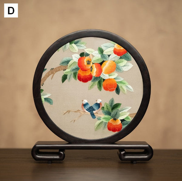 Exclusive Business Present, Flower and Bird Embroidered Decor, Unique Birthday Gift, Traditional Chinese Suzhou Embroidery Ornament, Premium Souvenir-Art Painting Canvas