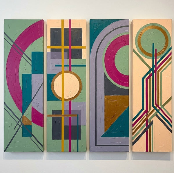 Hand Painted Canvas Art, Modern Contemporary Paintings, Multi Panel Wall Art Paintings, Geometric Abstract Artwork-Art Painting Canvas