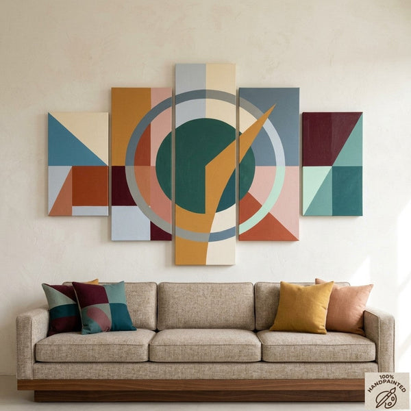 Living Room Wall Art Paintings, Geometric Modern Art, Hand Painted Acrylic Art, Colorful Abstract Paintings