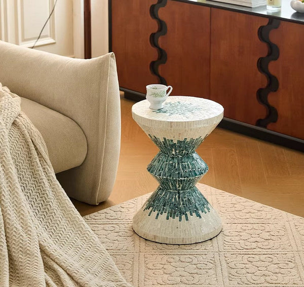 Modern Side Table, Shell Small Sofa Side Table, Contemporary Bedside Table, Bedside Small Side Table, Small End Table, Portable Casual Side Table, Creative Coffee Table, Contemporary Side Table-Art Painting Canvas