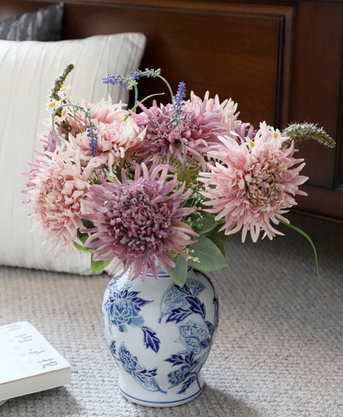 Handmade Flower Vase, Vintage Flower Vases on Dining Table, Porcelain Flower Vases, Centerpiece Ceramic Bouquet Vases-Art Painting Canvas