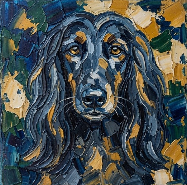 Hand Painted Canvas Art, Abstract Pet Portrait Painting, Impasto Artwork, Afghan Hound Dog Portrait, Heavy Texture Painting, Small Acrylic Paintings, Original Small Paintings-Art Painting Canvas
