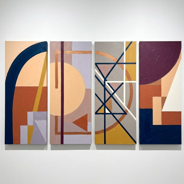 Original Contemporary Paintings, Hand Painted Canvas Art, Multi Panel Wall Art Paintings, Geometric Abstract Artwork-Art Painting Canvas