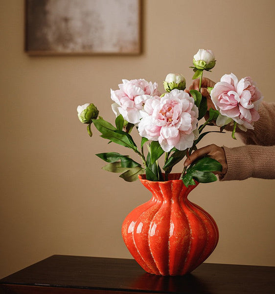 Handmade Water Holding Flower Vases, Porcelain Flower Vases, Modern Flower Vase Centerpiece on Table, Ceramic Bouquet Vases-Art Painting Canvas