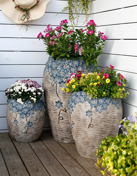 Extra Large Garden Flower Planters, Oversized Garden Flower Pot, Garden Ornaments, Large Resin Gardern Flower Planter, Modern Outdoor Garden Flower Pots-Art Painting Canvas