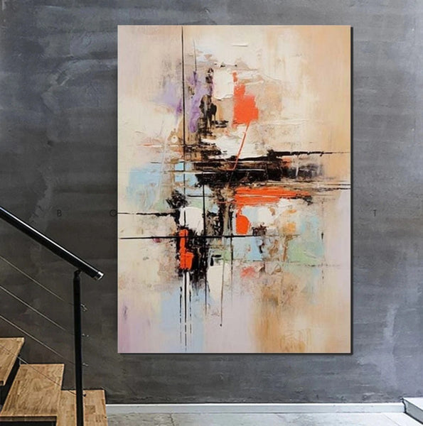 Large Acrylic Canvas Paintings, Simple Wall Art Ideas, Heavy Texture Painting, Bedroom Abstract Paintings, Modern Abstract Painting-Art Painting Canvas