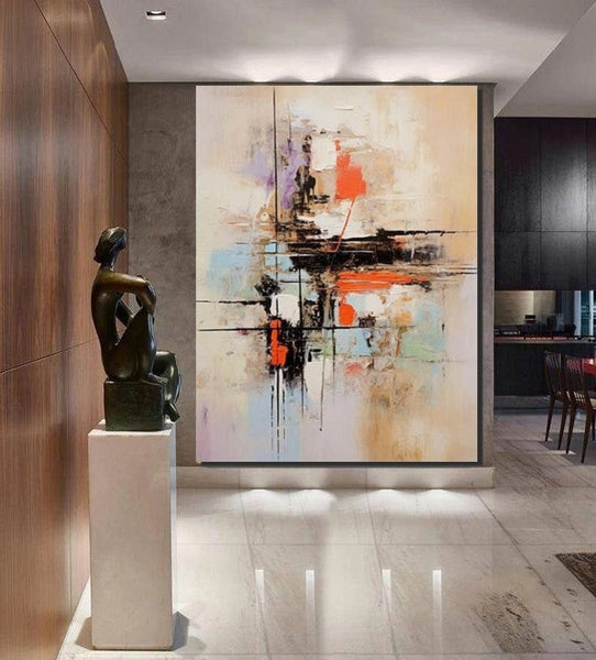 Large Acrylic Canvas Paintings, Simple Wall Art Ideas, Heavy Texture Painting, Bedroom Abstract Paintings, Modern Abstract Painting-Art Painting Canvas