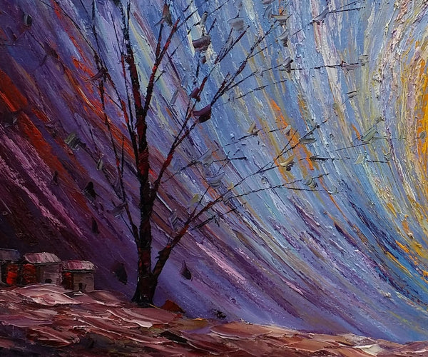Tree Landscape Painting, Large Canvas Wall Art, Custom Modern Artwork, Heavy Texture Painting, Oil Painting-Art Painting Canvas