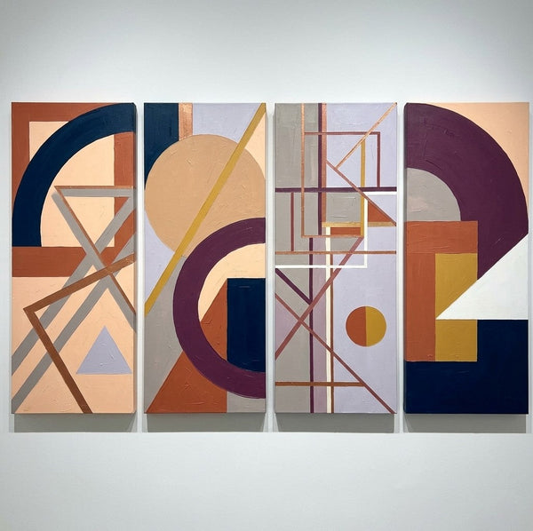 Large Contemporary Paintings, Hand Painted Canvas Art, Multi Panel Group Paintings, Original Geometric Abstract Art-Art Painting Canvas