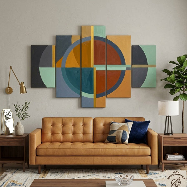Bedroom Wall Art Paintings, Geometric Modern Art, Colorful Abstract Paintings, Hand Painted Acrylic Art-Art Painting Canvas