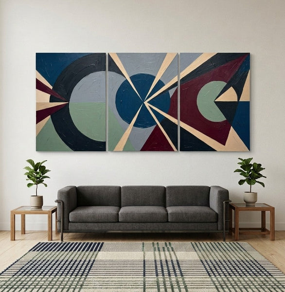 Original Abstract Art, Large Group Paintings for Living Room, Multi Panel Canvas Artwork, Geometric Modern Paintings-Art Painting Canvas