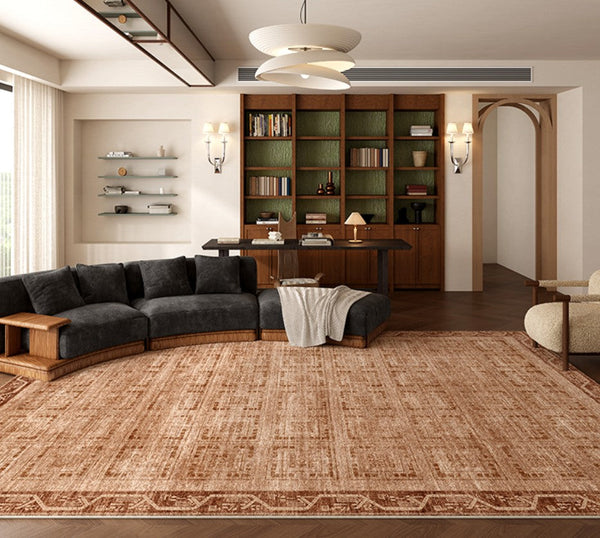 Large Abstract Rugs for Living Room, Mid Century Geometric Contemporary Modern Rugs Next to Bed, Large Modern Area Rugs-Art Painting Canvas