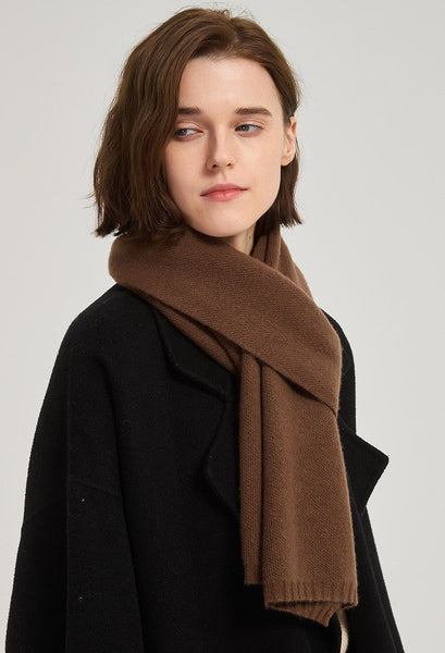 Casual Scarf for Women, Birthday Gift for Girl, Brown Soft Cashmere Scarf for Women, Modern Wool Scarf for Women, Cold Weather Scarves, Winter Wool Scarf