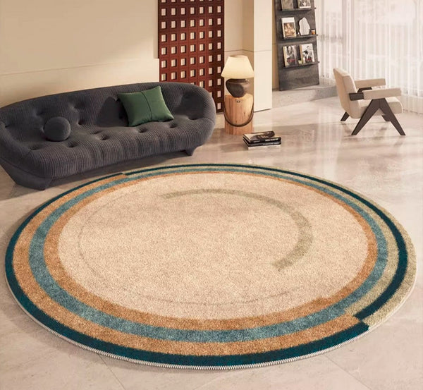 Modern Area Rugs under Coffee Table, Abstract Contemporary Round Rugs, Modern Rugs for Dining Room, Geometric Modern Rugs for Bedroom-Art Painting Canvas