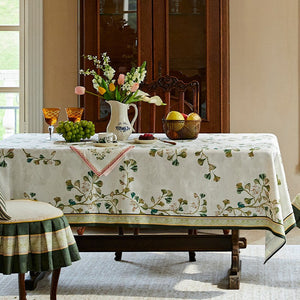 Extra Large Modern Rectangular Tablecloth for Dining Room Table, Ginkgo Leaves Table Covers, Square Tablecloth for Kitchen, Large Tablecloth for Round Table-Art Painting Canvas