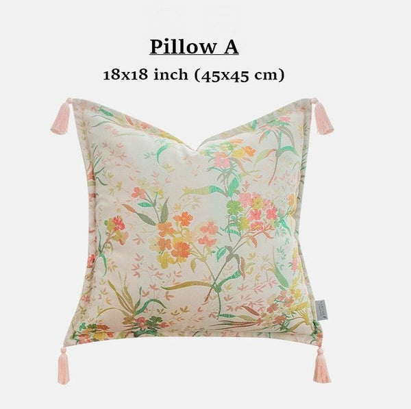 Embroidered Floral Bird Pattern Pillow Covers, Living Room Decorative Pillows, Modern Decorative Cushions, Decorative Pillows for Bed, Decorative Pillow Arrangement Ideas for Interior Design-Art Painting Canvas