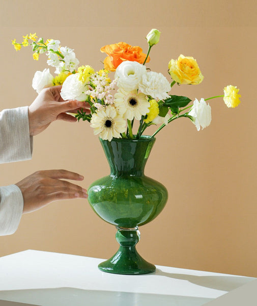 Contemporary Vase for Modern Home Decor, Unique Modern Glass Vase, Modern Glass Flower Vases, Handmade Liuli Vases, Centerpiece Vases on Table-Art Painting Canvas
