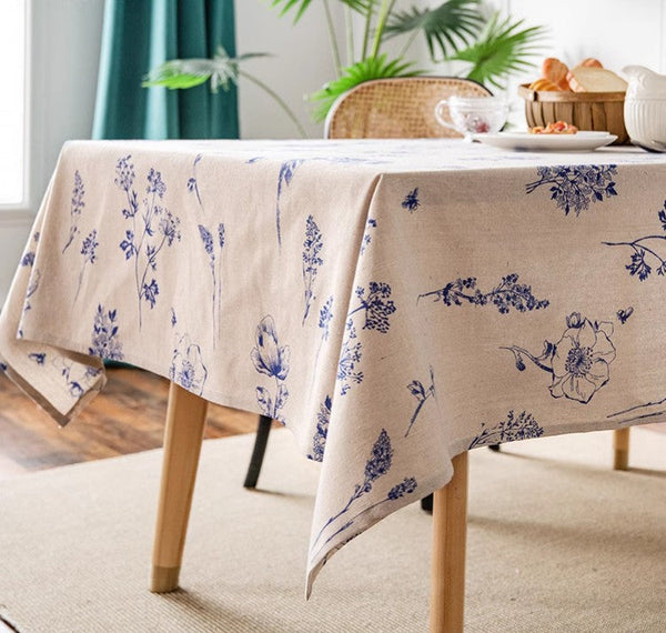Dining Room Flower Table Cloths, Large Rectangular Table Covers for Kitchen, Farmhouse Table Cloth, Wedding Tablecloth, Square Tablecloth for Oval Table-Art Painting Canvas