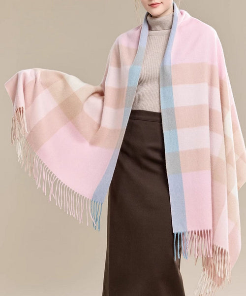 Large Wool Scarf, Soft Wool Scarf for Women, Checkered Fashion Scarf, Winter Shawl, Elegant Shawl, Warm Cape, Gifts for Her, Evening Wrap, Christmas Gift-Art Painting Canvas