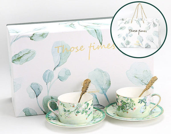 Luxury Tea Cup Set, Elegant Coffee Cup, Porcelain Tea Saucer, Ceramic Tea Cup Set, British Tea Cup Set-Art Painting Canvas