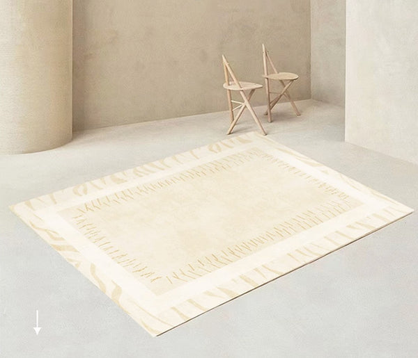 Modern Rugs for Dining Room, Cream Modern Carpets for Living Room, Soft Contemporary Rugs for Bedroom, Mid Century Modern Rugs Next to Bed-Art Painting Canvas