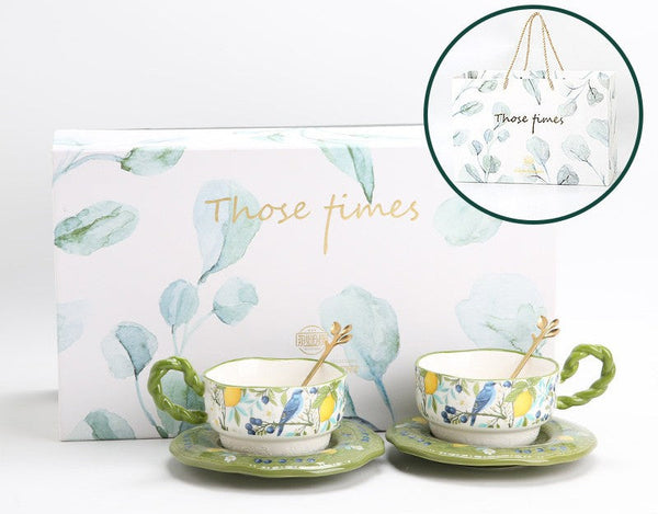 Ceramic Coffee Cups in Gift Box, British Afternoon Tea Cups Tea Cup and Saucer Set, Porcelain Tea Cup and Saucer Set-Art Painting Canvas