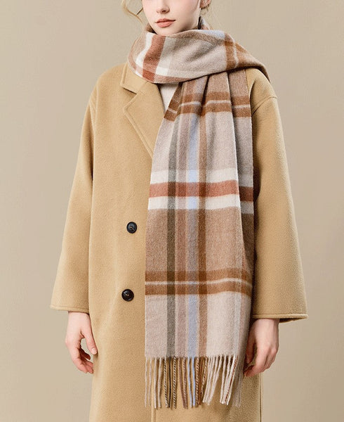 Checked Scarf Winter Wool Scarf, Soft Cashmere Scarf for Women, Elegant Wool Scarves, Warm Winter Scarf, Cold Weather Scarf, Holiday Scarf, Fashion Scarf, Christmas Gifts for Her-Art Painting Canvas