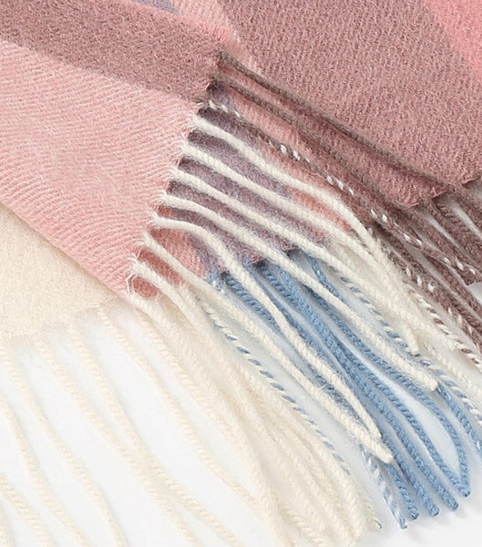 Large Wool Scarf, Soft Wool Scarf for Women, Checkered Fashion Scarf, Winter Shawl, Elegant Shawl, Warm Cape, Gifts for Her, Evening Wrap, Christmas Gift-Art Painting Canvas