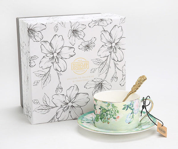 Ceramic Tea Cup Set, Luxury Tea Cup Set, Elegant Coffee Cup, Porcelain Tea Saucer, British Tea Cup Set-Art Painting Canvas