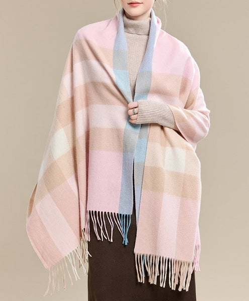 Large Wool Scarf, Soft Wool Scarf for Women, Checkered Fashion Scarf, Winter Shawl, Elegant Shawl, Warm Cape, Gifts for Her, Evening Wrap, Christmas Gift-Art Painting Canvas