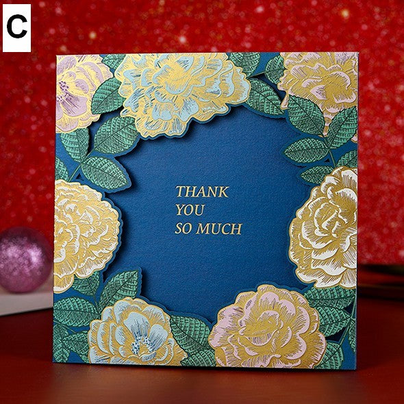 Blue Flower Greeting Cards, Beautiful Greeting Cards to Friends, Creative Birthday Greeting Card, Original Handmade Greeting Cards-Art Painting Canvas