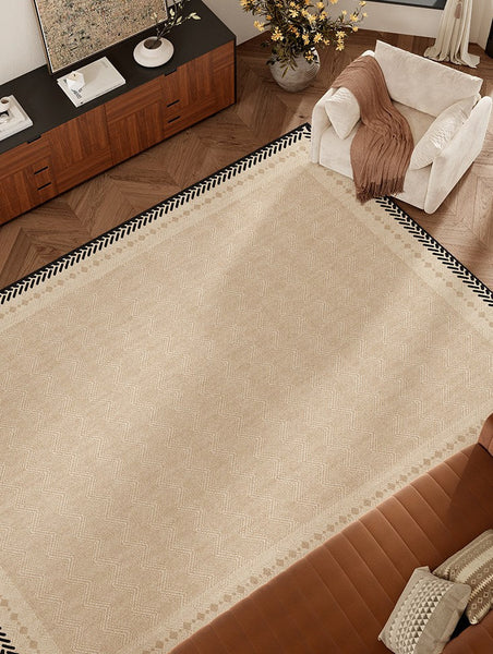 Mid Century Modern Rugs Next to Bed, Modern Rugs for Dining Room, Contemporary Rugs for Bedroom, Cream Modern Carpets for Living Room-Art Painting Canvas