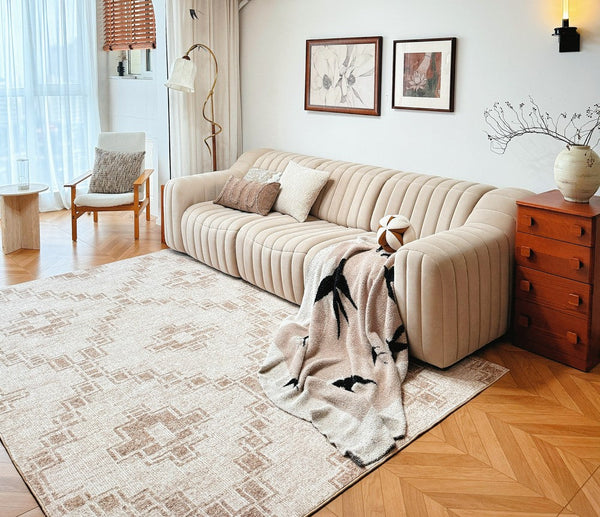 Modern Geometric Carpets for Bedroom, Contemporary Abstract Rugs under Dining Room Table, Modern Living Room Rug Placement Ideas-Art Painting Canvas