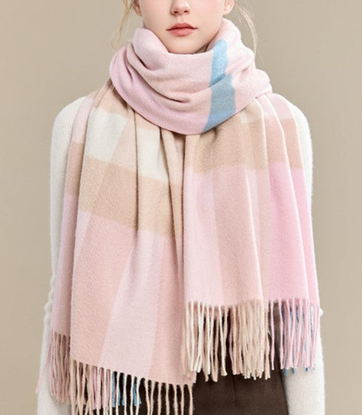 Large Wool Scarf, Soft Wool Scarf for Women, Checkered Fashion Scarf, Winter Shawl, Elegant Shawl, Warm Cape, Gifts for Her, Evening Wrap, Christmas Gift-Art Painting Canvas