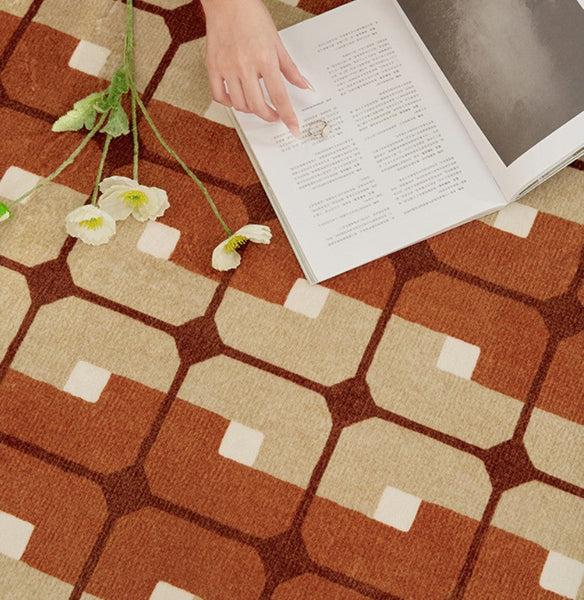 Abstract Contemporary Round Rugs, Modern Rugs under Coffee Table, Modern Rugs for Dining Room, Geometric Modern Rugs for Bedroom