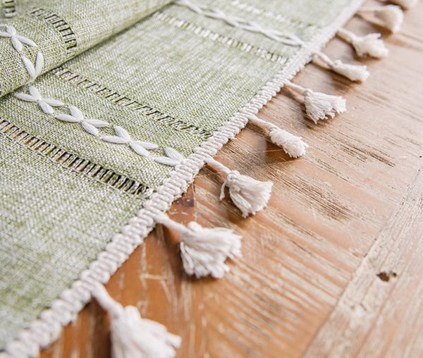 Rectangular Tablecloth for Sale, Modern Table Cloths for Dining Room, Kitchen Rectangular Table Covers, Farmhouse Green Cotton and Linen Table Cloth-Art Painting Canvas