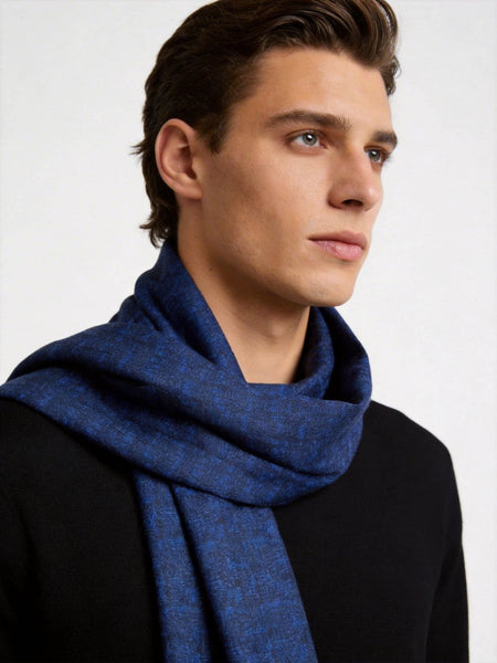 Luxury Blue Silk Neck Scarf, Silk Scarf For Suit, Formal Wear Silk Scarf, Silk Ascot For Men, British Style Long Scarf, Business Silk Scarf Men, Mens Spring Autumn Scarf, Lightweight Silk Scarf Men-Art Painting Canvas