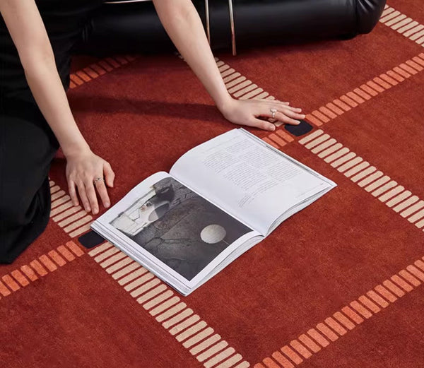 Contemporary Modern Carpets Next to Bed, Abstract Red Rugs for Living Room, Mid Century Area Rugs, Red Modern Rugs under Dining Room Table-Art Painting Canvas