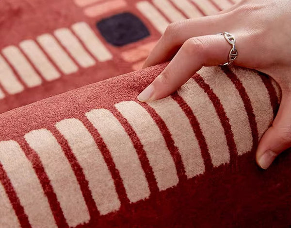 Contemporary Modern Carpets Next to Bed, Abstract Red Rugs for Living Room, Mid Century Area Rugs, Red Modern Rugs under Dining Room Table-Art Painting Canvas