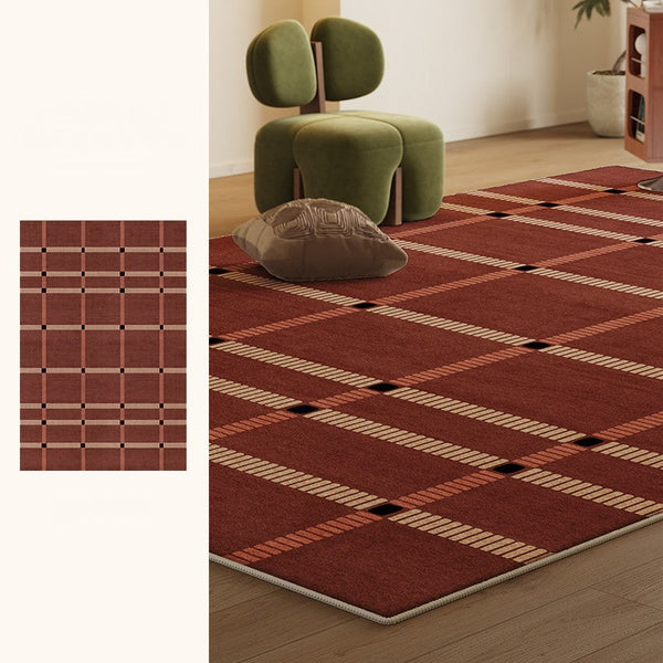 Contemporary Modern Carpets Next to Bed, Abstract Red Rugs for Living Room, Mid Century Area Rugs, Red Modern Rugs under Dining Room Table-Art Painting Canvas
