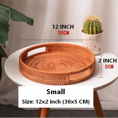 Rattan Round Basket with Handle, Storage Baskets for Kitchen, Woven Storage Baskets, Rattan Storage Basket-Art Painting Canvas