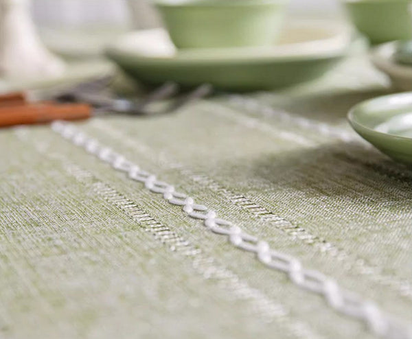 Kitchen Rectangular Table Covers, Rectangular Tablecloth for Sale, Modern Table Cloths for Dining Room, Farmhouse Green Cotton and Linen Table Cloth-Art Painting Canvas