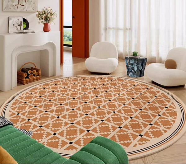 Geometric Modern Rug Ideas for Living Room, Circular Modern Rugs for Bathroom, Modern Rugs for Children's Room, Mid Century Modern Round Rugs for Dining Room-Art Painting Canvas