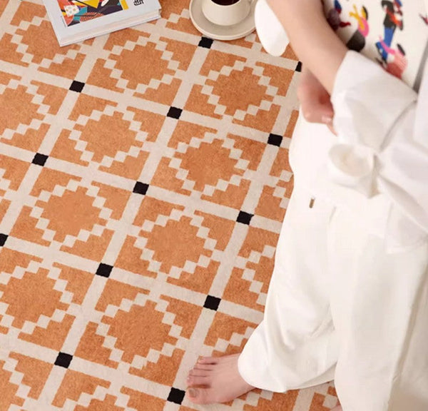 Geometric Modern Rug Ideas for Living Room, Circular Modern Rugs for Bathroom, Modern Rugs for Children's Room, Mid Century Modern Round Rugs for Dining Room-Art Painting Canvas