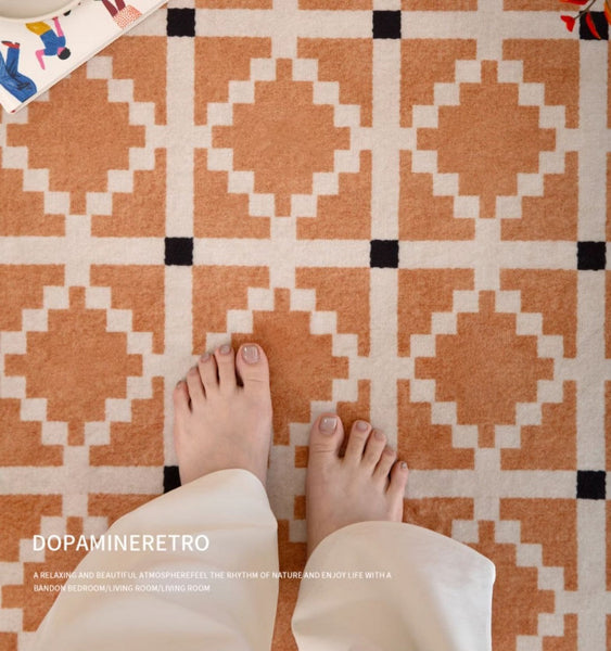 Geometric Modern Rug Ideas for Living Room, Circular Modern Rugs for Bathroom, Modern Rugs for Children's Room, Mid Century Modern Round Rugs for Dining Room-Art Painting Canvas