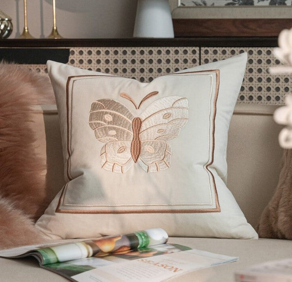 Decorative Pillow Arrangement Ideas for Couch, Modern Decorative Pillows for Bedroom, Embroidered Butterfly Pillow Covers, Large Decorative Throw Pillows for Living Room-Art Painting Canvas