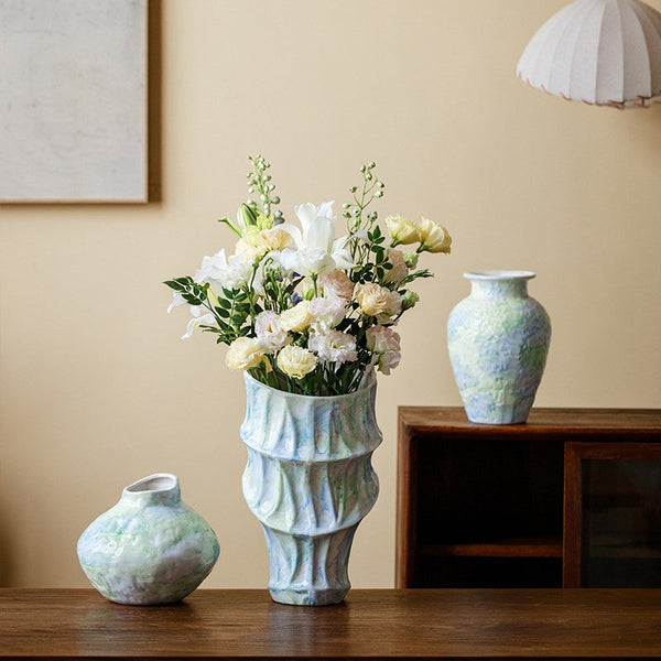 Modern Porcelain Flower Vases, Handmade Water Holding Flower Vases, Centerpiece on Dining Table, Ceramic Bouquet Vases, Flower Vases on Table-Art Painting Canvas