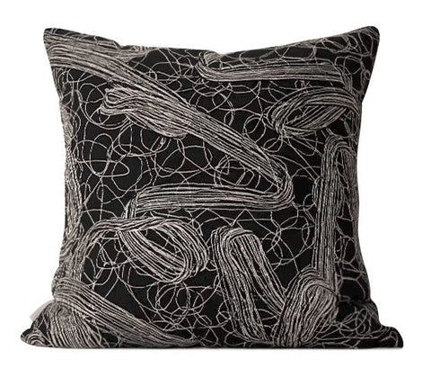 Decorative Pillow for Interior Design, Black Modern Throw Pillows, Simple Modern Throw Pillow for Couch, Modern Sofa Pillow Covers-Art Painting Canvas
