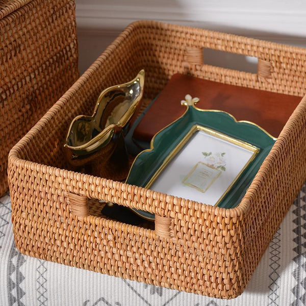 Wicker Rectangular Storage Basket with Lid, Extra Large Storage Baskets for Clothes, Kitchen Storage Baskets, Oversized Storage Baskets for Bedroom-Art Painting Canvas